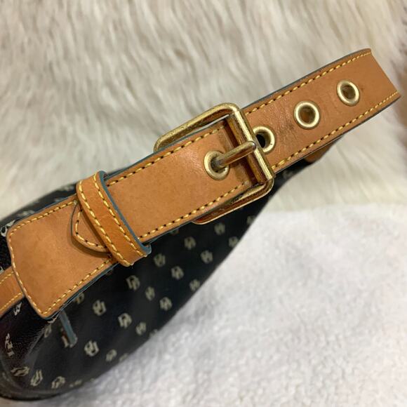 DOONEY AND BOURKE Vintage Black Signature Coated Canvas Bucket Hobo - Picture 10 of 16